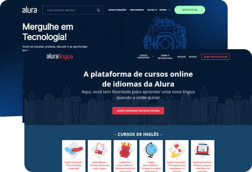 Telas com o Alura+ aberto